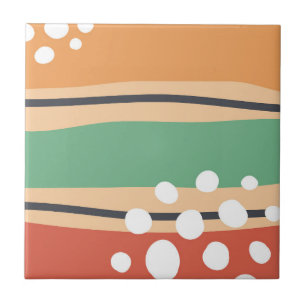 Abstract lines and dots artwork ceramic tile