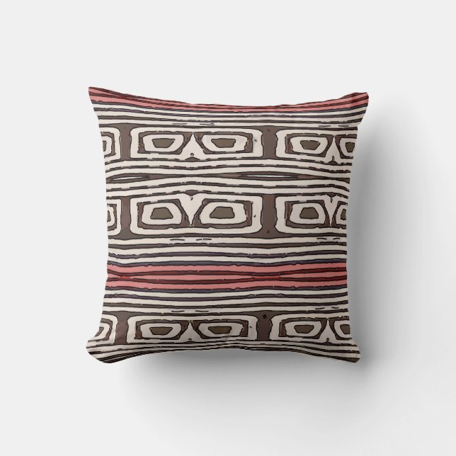 Abstract Lines and Eyes Throw Pillow (Front)
