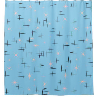 Abstract Lines and Retro Stars Shower Curtain