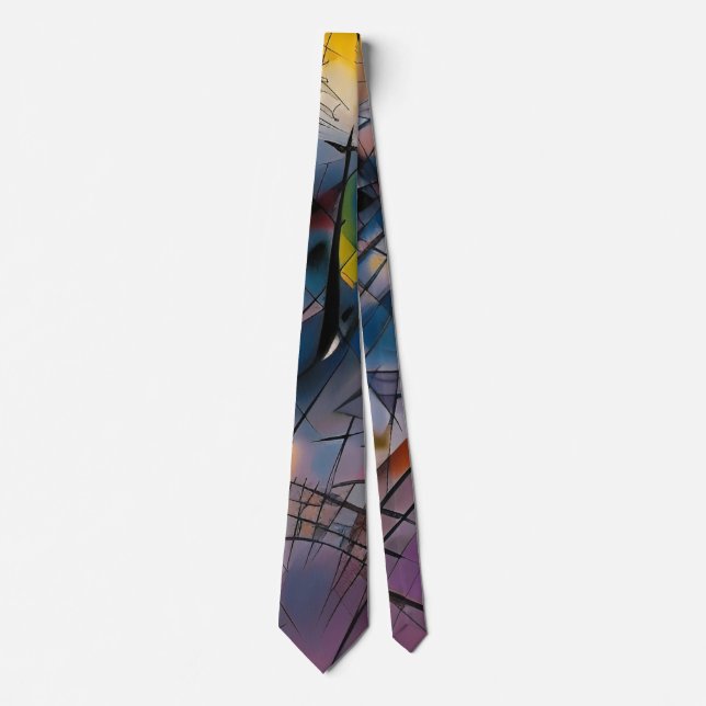 Abstract lines and shapes neck tie (Front)