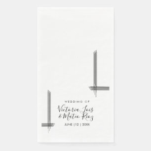 Abstract Lines Black White Modern Wedding  Paper Guest Towels