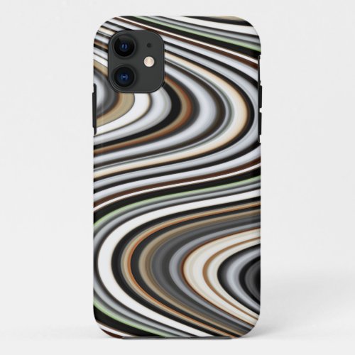 Abstract Lines in Light BrownBeigeTurquoise Blue iPhone 11 Case