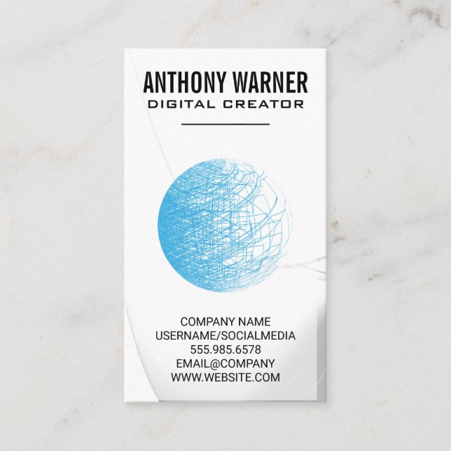 Abstract Lines in Sphere Business Card (Front)