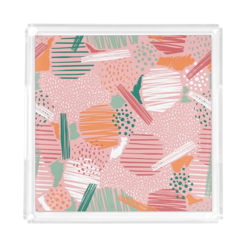 Abstract Lines Pastel Vintage Pattern Acrylic Tray