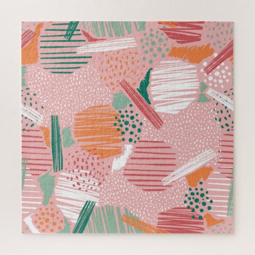 Abstract Lines Pastel Vintage Pattern Jigsaw Puzzle