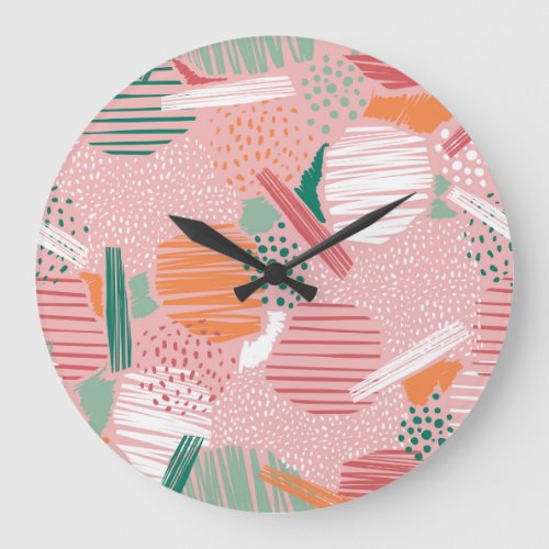 Abstract Lines Pastel Vintage Pattern Large Clock