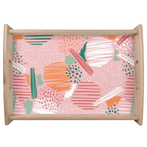 Abstract Lines Pastel Vintage Pattern Serving Tray