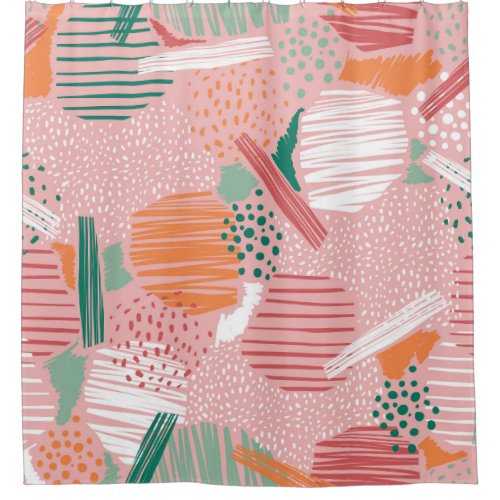 Abstract Lines Pastel Vintage Pattern Shower Curtain