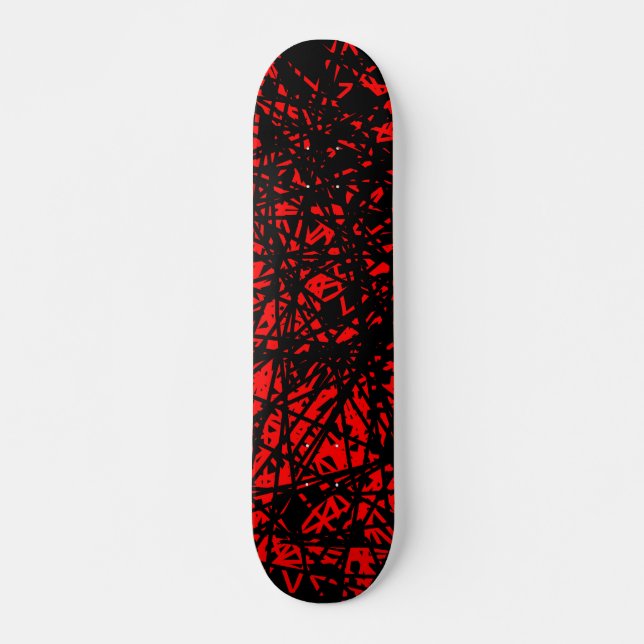 Abstract Lines - Red Skateboard Deck (Front)