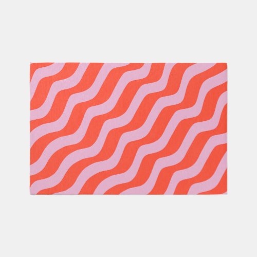 Abstract Lines Retro Pink Vintage Zebra Stripes Rug