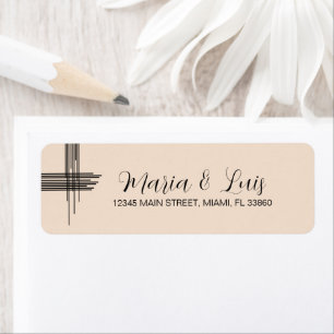Abstract Lines Tan Wedding Label