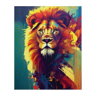 Abstract Lion Art - Bold Colors Acrylic Print