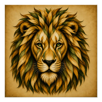 Abstract Lion Art Design Poster