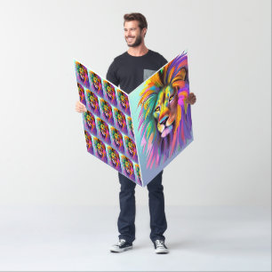 Abstract Lion Face Mystical Fantasy Art Birthday Card