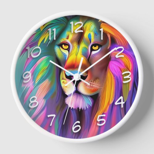 Abstract Lion Face Mystical Fantasy Art Clock