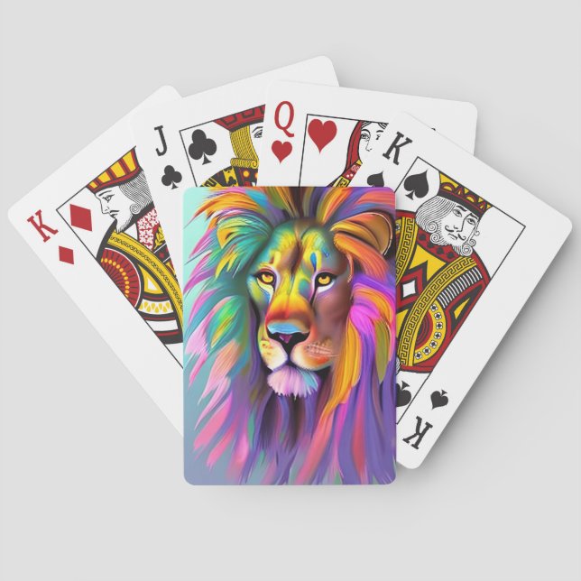 Abstract Lion Face Mystical Fantasy Art Poker Cards (Back)