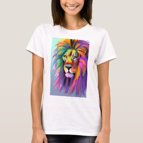 Abstract Lion Face Mystical Fantasy Art T_Shirt