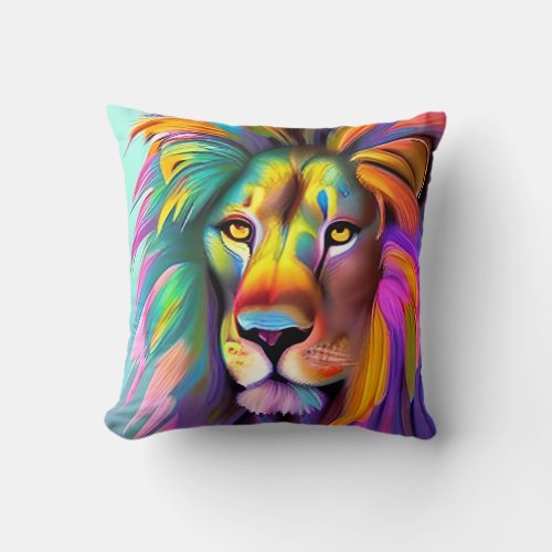 Abstract Lion Face Mystical Fantasy Art Throw Pillow