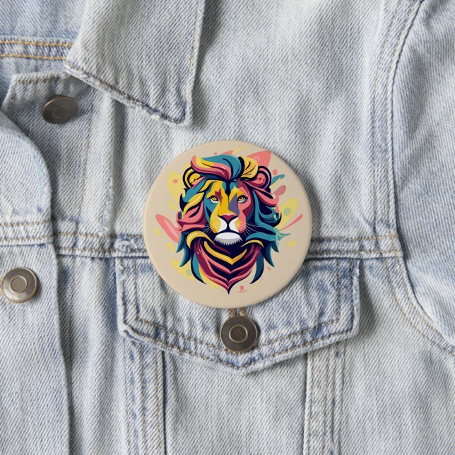 Abstract Lion Head Art Button (In Situ)