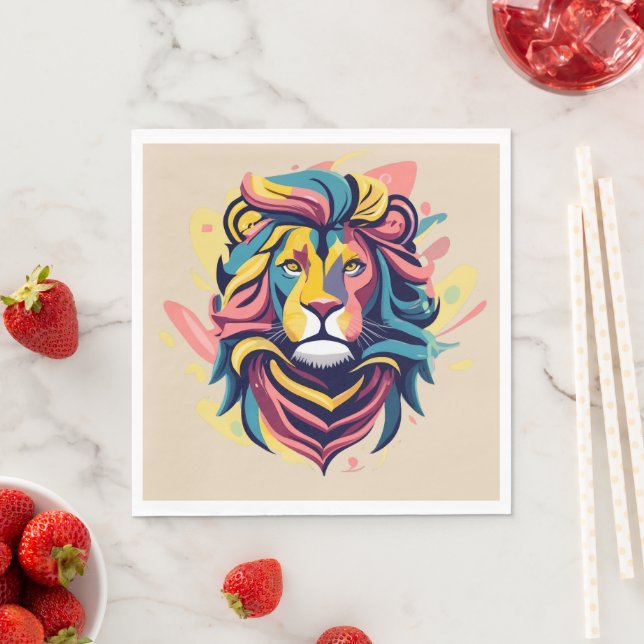 Abstract Lion Head Art Napkins (Insitu)