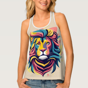Abstract Lion Head Art Tank Top