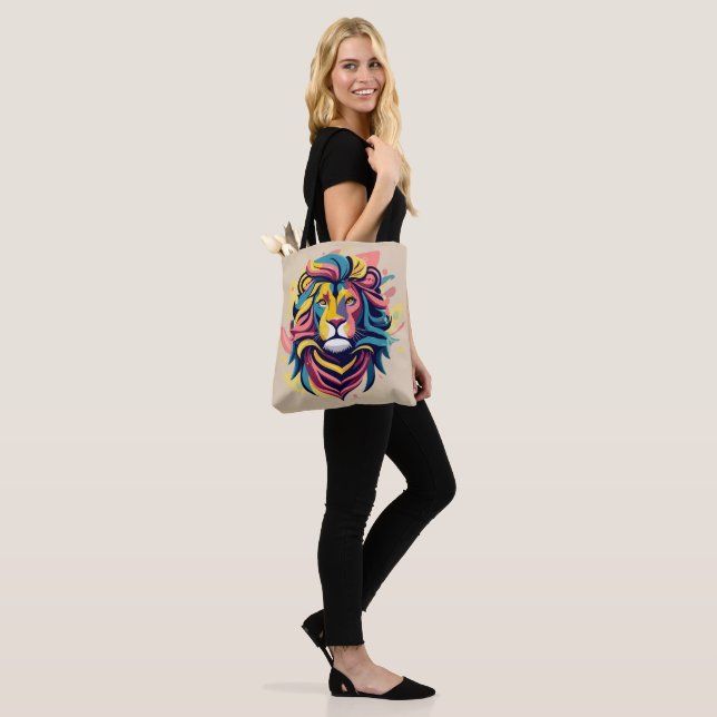 Abstract Lion Head Art Tote Bag (On Model)