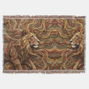 Abstract Lion Mane Earth Tone Thread Blankets