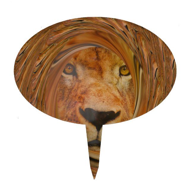 Abstract Lion Safari Art Print Cake Topper (Front)