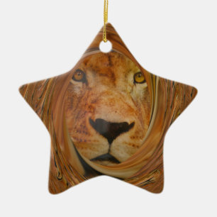 Abstract Lion Safari Art Print Ceramic Ornament