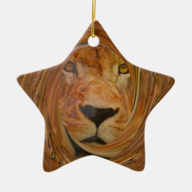 Abstract Lion Safari Art Print Ceramic Ornament (Front)