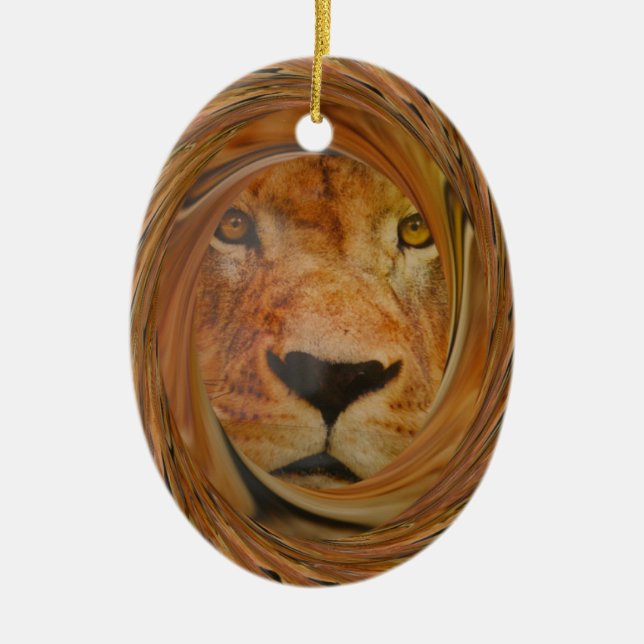 Abstract Lion Safari Art Print Ceramic Ornament (Front)