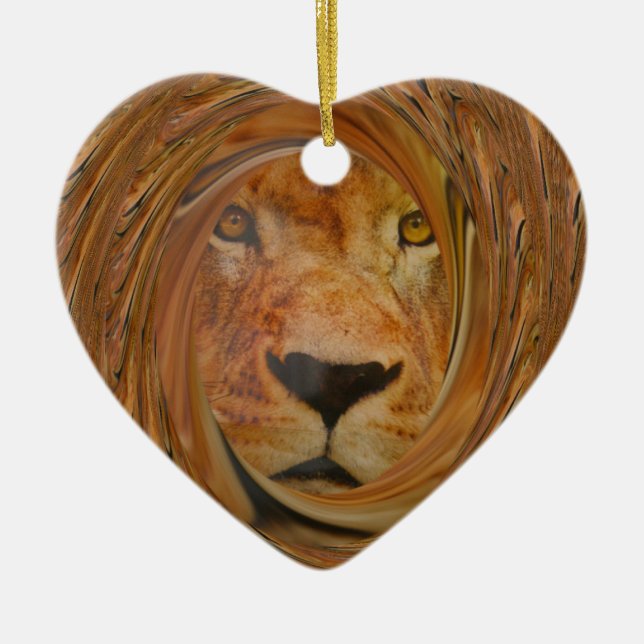 Abstract Lion Safari Art Print Ceramic Ornament (Front)