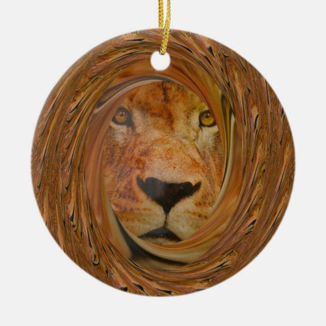 Abstract Lion Safari Art Print Ceramic Ornament (Front)
