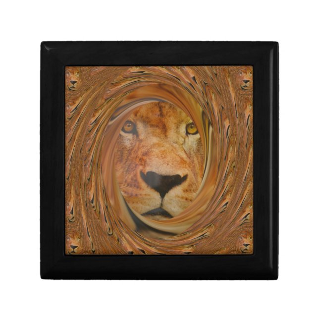 Abstract Lion Safari Art Print Jewelry Box (Front)