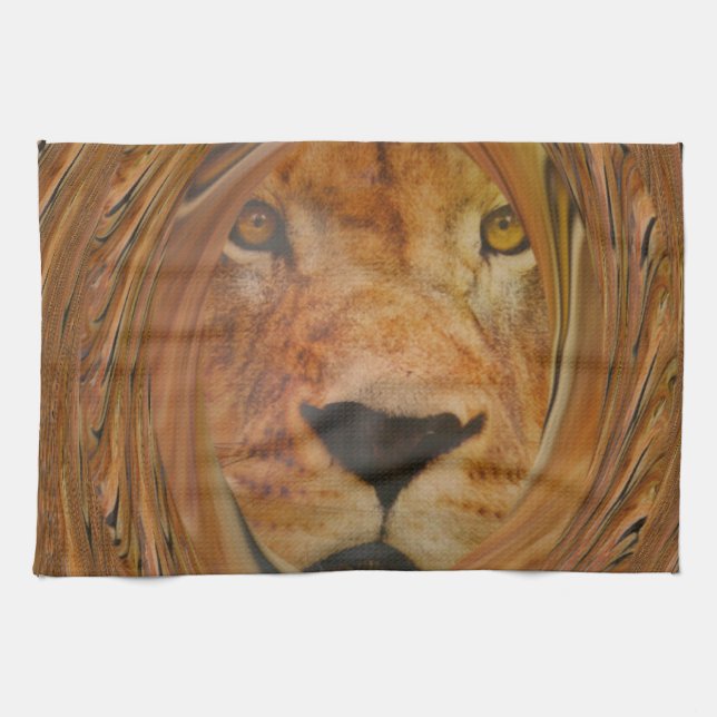 Abstract Lion Safari Art Print Kitchen Towel (Horizontal)