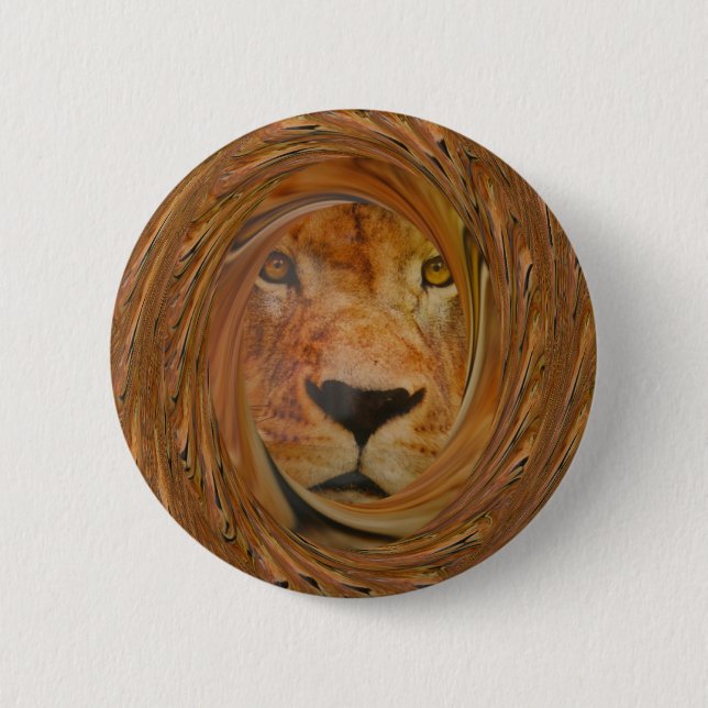 Abstract Lion Safari Art Print Pinback Button (Front)