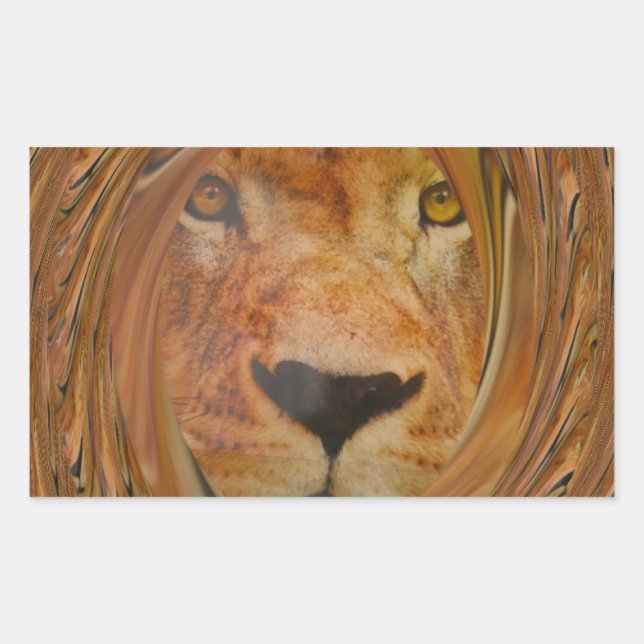 Abstract Lion Safari Art Print Rectangular Sticker (Front)