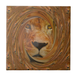 Abstract Lion Safari Art Print Tile