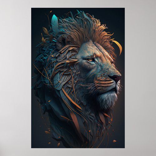 Abstract Lion Wall Art Poster