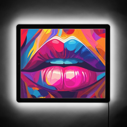Abstract Lip Pop Illuminated Sign