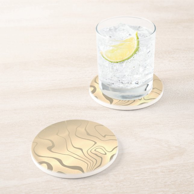 Abstract Liquefied Lines with Sepia-Toned Sunrise Coaster (Side)