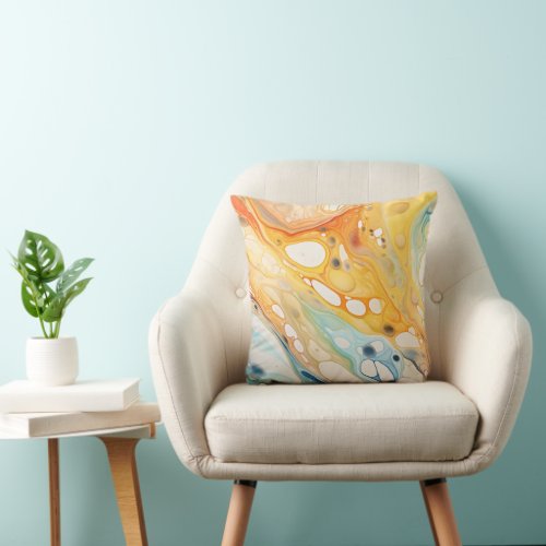 Abstract Liquid Bubbles in Color Throw Pillow