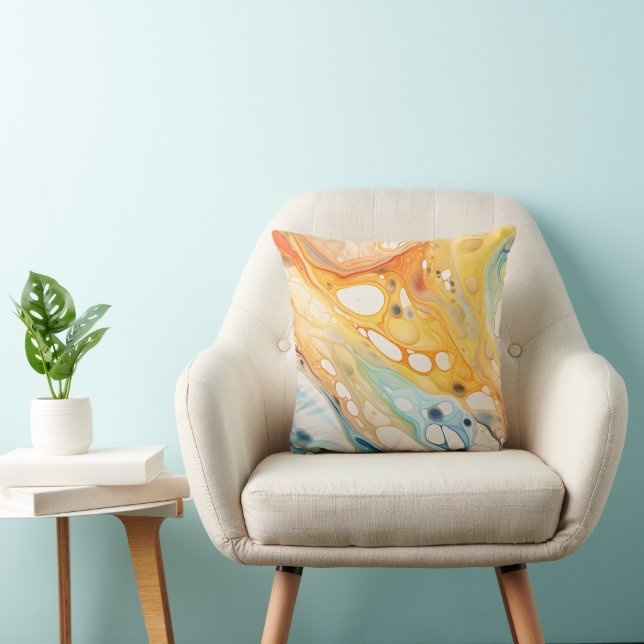Abstract Liquid Bubbles in Color Throw Pillow (Chair)