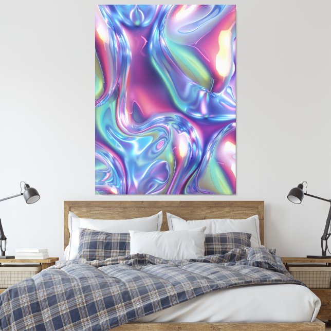 Abstract Liquid Chrome Stretched Canvas Print (Insitu(Bedroom))
