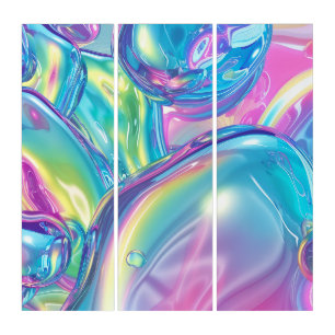 Abstract Liquid Chrome Stretched Canvas Print Triptych