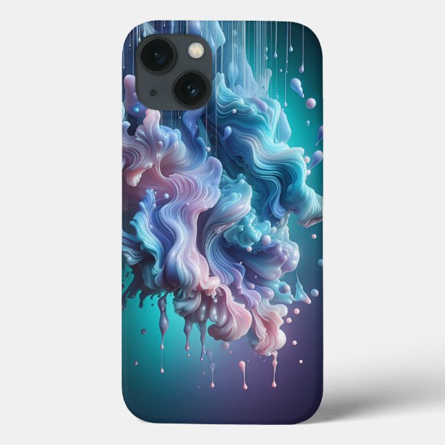 Abstract Liquid Cloud Phone Case Teal & Pink Fluid (Back)