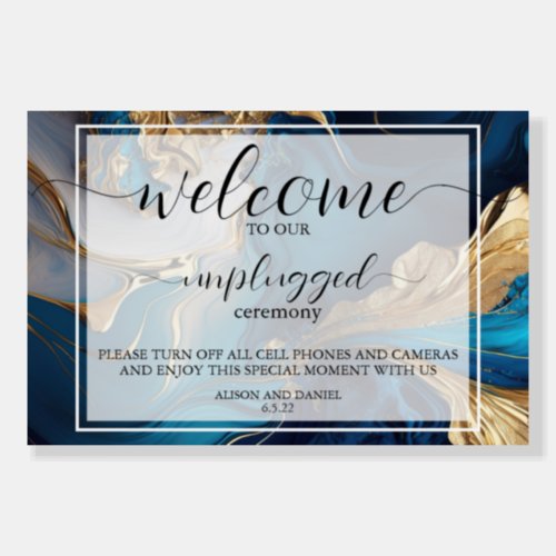 Abstract Liquid Gold Blue  Welcome Unplugged  Foam Board