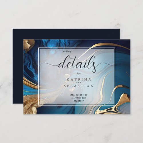 Abstract Liquid Gold on Blue Marble Enclosure Card