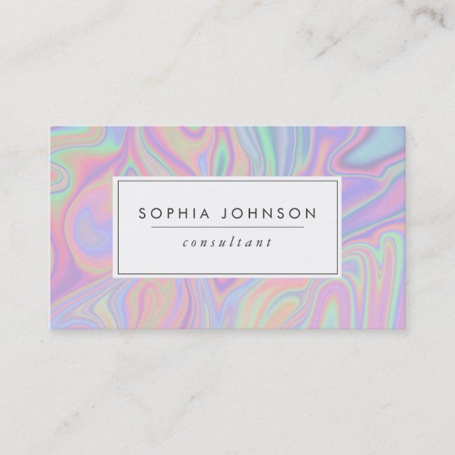 Abstract Liquid Iridescent  Pastel Color Business Card (Front)