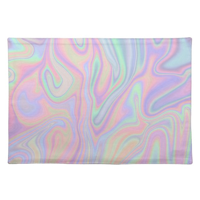 Abstract Liquid Iridescent  Pastel Color Design Cloth Placemat (Front)